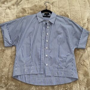 Short sleeve cropped 100% cotton Theory button down